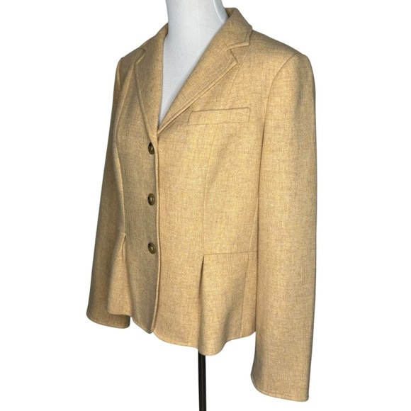 Talbots Women’s Pastel Yellow Pleated Button 100% Wool Blazer Women’s Size 1X - Picture 6 of 16